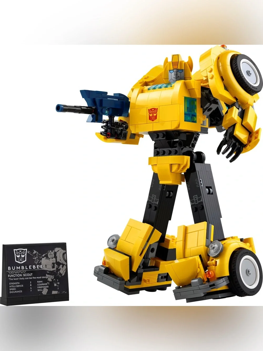 Lego Yellow & Black Bumblebee Mech Transformer with Blue Blaster